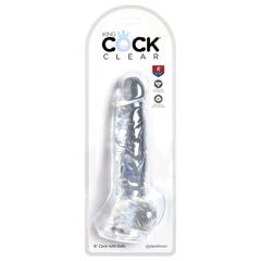 Прозрачный фаллоимитатор с мошонкой King Cock Clear 8