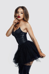 Платье Glossy Elisia с пышной юбкой из материала Wetlook, черное, L